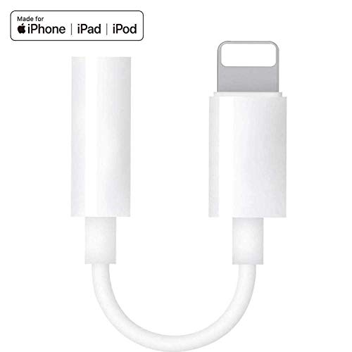 Product Cover (Apple MFi Certified) Lightning to 3.5mm Headphone Jack Adapter for iPhone Dongle Cables, Calling & Music Control, Dongle for iPhone 11/11 Pro/11 Pro Max/Xs/Xs Max/XR/8/8 Plus/X/7/7 Plus, iPad/iPod