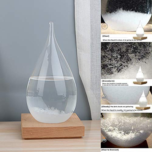 Product Cover Jesaisque Decorative Storm Glass - Weather Crystal Bottle Drop Water Shape Glass Decor Home Gift for Home and Office (12x6CM, Clear)