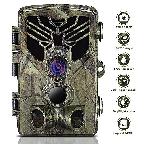 Product Cover JINDUN Trail Camera 20MP 1080P Night Vision Motion Activated, IP66 Waterproof Game Hunting Scouting Cam with 3 Infrared Sensors for Outdoor Wildlife, Garden and Home Security Surveillance