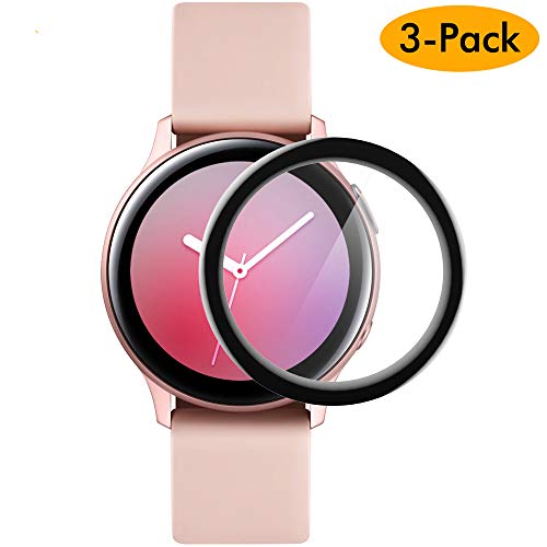 Product Cover EZCO 3-Pack Screen Protector Compatible with Samsung Galaxy Watch Active 2 40mm / 44mm, Waterproof 3D Full Coverage Screen Protector Cover Shell Film Accessories for Galaxy Active 2 Smart Watch