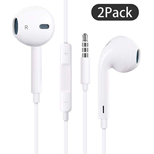 Product Cover 【2Pack】 for iPhone Earphone with 3.5mm Headphone Plug,Earphones Headset with Mic Call+Volume Control for iPhone 6 Earbuds Compatible with iPhone 6s/6plus/6/5s,Android,PC