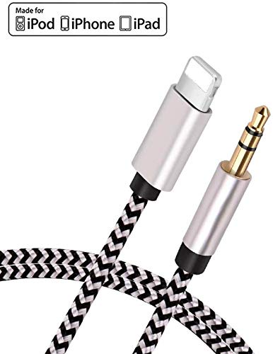 Product Cover [Apple MFi Certified] iPhone to Car Aux Cable, Lightning to 3.5mm Stereo Audio Nylon Braided Cable Compatible for iPhone 11/11 Pro/XR/XS/8 7, iPad, iPod to Car Stereo/Speaker/Headphone, Support iOS 13