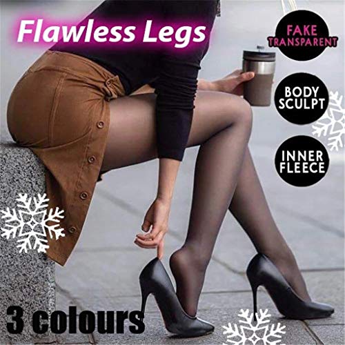 Product Cover Pantyhose,Women's Translucent Control-Top Tights Comfy High Waist Stretch Warm Fleece Pantyhose-Black/Gray/Coffee