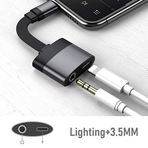 Product Cover Whihge Headphone Jack Adapter Dongle for iPhone 11/Xs/Xs Max/XR/ 8/11 Pro/X (10) / 7/7 Plus to 3.5mm Jack Converter Accessories Aux Cables & Audio Earphone Splitter Adaptor Support All Systems - Black