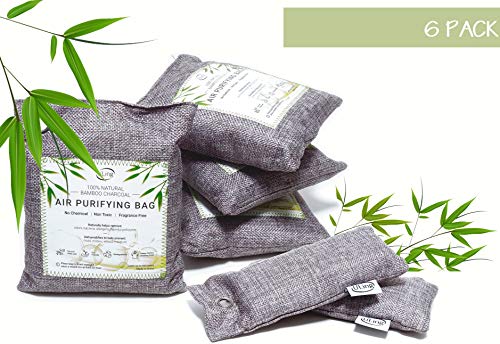 Product Cover ULING 6 Pack Natural Activated Bamboo air Purifying Charcoal Bags, Breathe Green air Purifying Bag, Odor Absorber and Odor Eliminator, Closet Deodorizer and Purifier, use for Home, Pets, car, Shoes