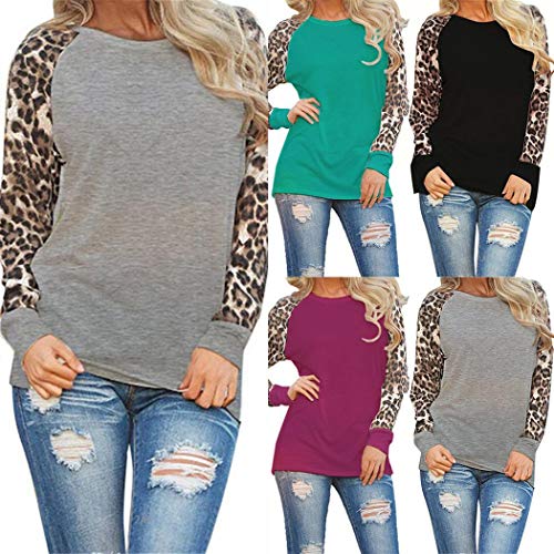 Product Cover feriay Fashion Casual O-Neck Leopard Patchwork T-Shirt for Women