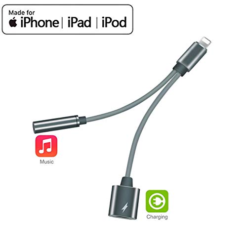 Product Cover Headphone Adapter for iPhone X/XR/Xs/8/8Plus/7Plus/7/Adapter Cable Aux Audio Headphone Jack 3.5 mm 2 in 1 Splitter Adaptor,Support for iOS 10.3 and Higher