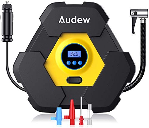 Product Cover Audew Portable Air Compressor Tire Inflator with Gauge, Auto Digital Air Pump for Car Tires with Extra LED Light, DC 12V 150 PSI Tire Pump for Car,Bicycle,Motorcycle,Basketball,Pool Toys