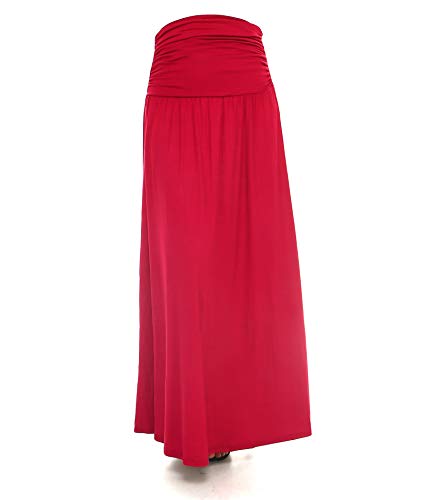 Product Cover Isaac Liev Women's Ruched Long Maxi Skirt (Small, Burgundy)