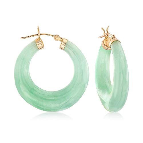 Product Cover Ross-Simons Jade, Mother-of-Pearl, Turquoise, Tigers Eye, Purple & White 1 1/8 inch Hoop Earrings for Women