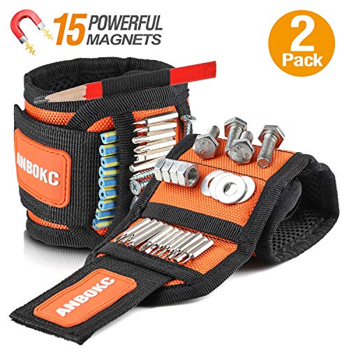 Product Cover Adjustable Multifunction Magnetic Tool Wristband, Tool Belt, Tool Organizers with 15 Strong Magnets for Holding Screws, Nails, Drill, Bits, Best for Men, Women, DIY Handyman, Carpenters