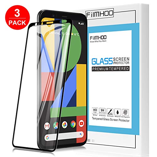 Product Cover FilmHoo[3 Pack] Screen Protector for Google Pixel 4 Tempered Glass,Case Friendly [Full Coverage,Lifetime Replacement Warranty](Black)