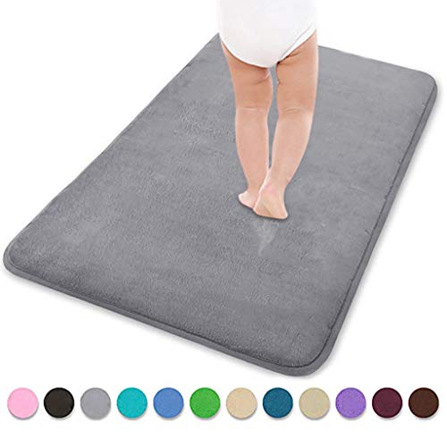 Product Cover Riforla Memory Foam Bath Mat L Size 42 x 22 Inches (105X55CM), Soft and Comfortable, Maximum Absorbent, Non-Slip, Thick, Machine Wash, Easier to Dry for Bathroom Floor Rug, Gray
