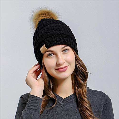 Product Cover Whatyiu 1Pack Unisex Fashion Casual Knit Hats Beanie Hat Large Pom Winter Warm Cap Skullies & Beanies