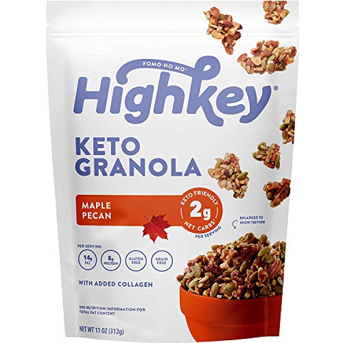 Product Cover HighKey Keto Food Low Carb Granola Cereal & Clusters - Gluten Free Snacks & Breakfast Foods - Treats - Zero Added Sugar, High Protein Nut Snack - Diabetic, Paleo Healthy Diet Friendly Products