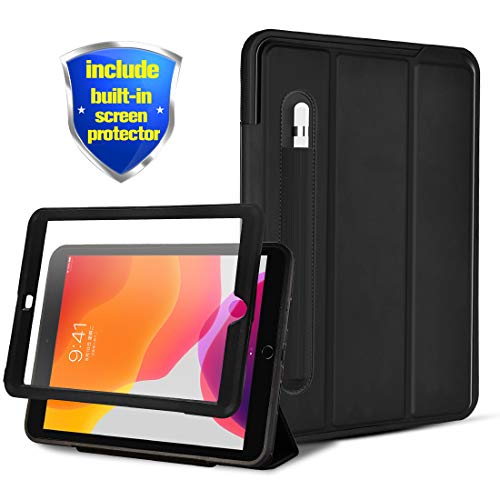 Product Cover TGOOD Case for IPad 7th Generation,IPad 10.2 2019 Case with Built-in Screen Protecter/Pencil Holder,Full-Body Rugged Protector Auto Sleep/Wake Up Stand Folio & Three Layer Kickstand Leather Cover