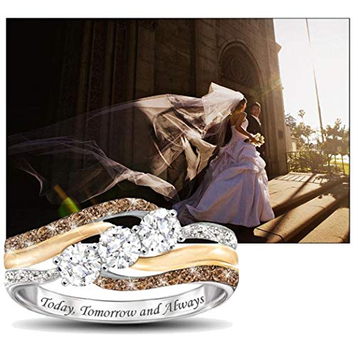 Product Cover Acquaintant Women Exquisite White Rhinestone Wedding Engagement Ring Jewelry Gift Rings