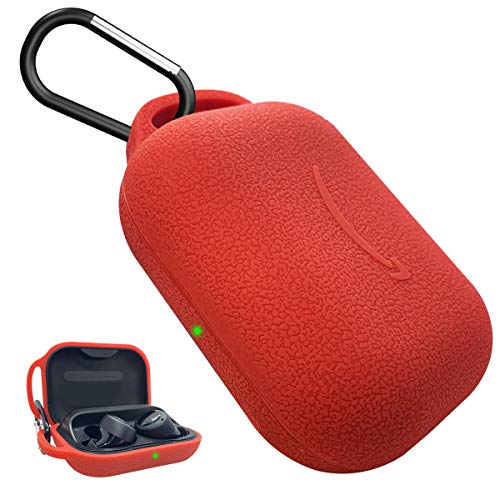 Product Cover Woocon Case for Echo Buds, Portable Shockproof Protective Silicone Cover with Leather-Like Patterns