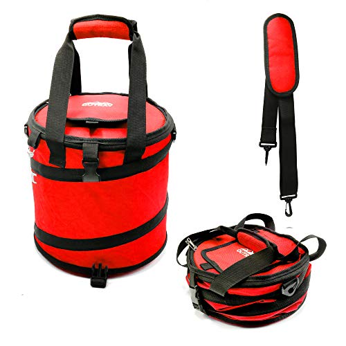 Product Cover 24 Can Pop Up Cooler Bag, Collapsible Insulated Tote with Shoulder Strap | Portable Waterproof Nylon Folding Ice Chest for Hiking, Camping, Travel, Picnic, BBQ | Window Flap & Bottle Opener (Red)