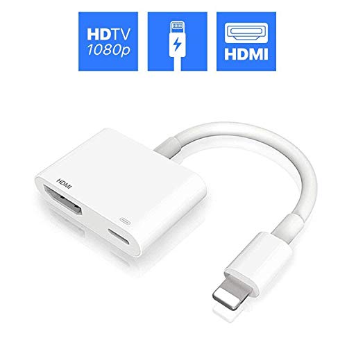 Product Cover (Apple MFi Certified) HDMI Adapter for iPhone, Lightning to 1080P Digital AV Adapter,with iPhone Charging Port for HD TV/Monitor/Projector Compatible with iPhone 11/XS/XR/X/8/7 Support iOS 13-White