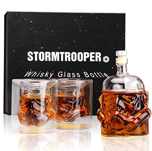 Product Cover MINGYALL Transparent Creative Whiskey Decanter Set，Stormtrooper Bottle with 2 Glasses, Whiskey Carafe, for Whiskey, Vodka, and Wine, 650ml