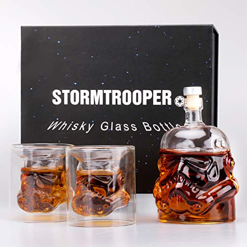 Product Cover MINGYALL Transparent Creative Whiskey Decanter Set，Stormtrooper Bottle with 2 Glasses, Whiskey Carafe, for Whiskey, Vodka, and Wine, 700ml