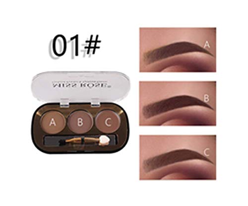Product Cover 3 Colour Waterproof Perspiration Eyebrow Powder Kolo Lasting Make Up Eyebrow Powder,not blooming eyebrow Powder Brush,Professional (A)