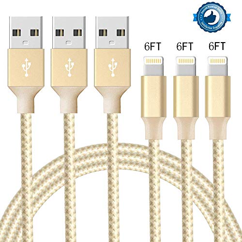 Product Cover iPhone Charger Cable 3Pack 6FT Fast Charging Cable Nylon Braided Fast Charging to USB Charger Cord Compatible iPhone Charger 11 Pro Max/11 Pro/11/XR/X/8 Plus/8/7 Plus/6s Plus/6 Plus - Blackwhite