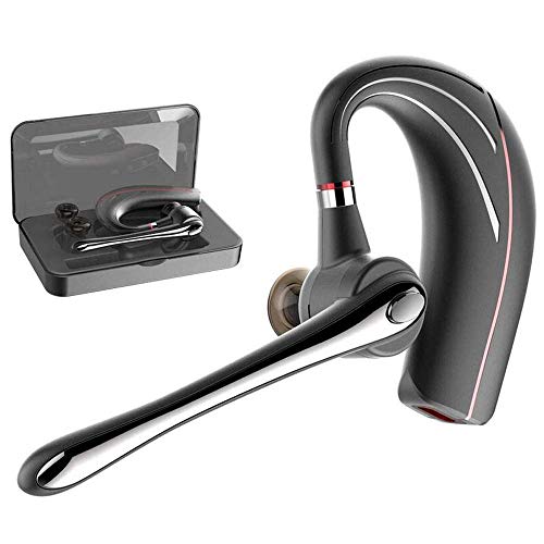 Product Cover Bluetooth Headset, HonShoop Wireless Bluetooth Earpiece V5.0 Hands-Free Earphones with Stereo Mic, Compatible iPhone Android Cell Phones Driving/Business/Office (Red) (Red)