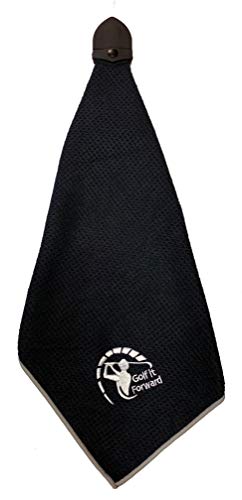 Product Cover Golf It Forward Magnetic Towel | Industrial Magnet | Microfiber Waffle Pocket Style | Stick to Clubs Or Cart (Black)