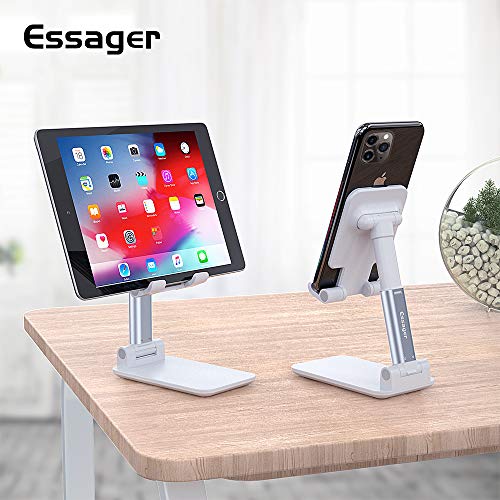 Product Cover Adjustable Cell Phone Holder, Essager Foldable Tablet Stand Mobile Phone Mount for Desk Compatible with Samsung Galaxy ipad Mini iPhone X Xr Xs max All Smartphones