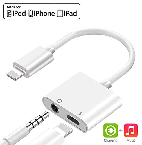 Product Cover (Apple MFi Certified) Lightning to 3.5mm Headphone Jack Adapter,2 in 1 Lightning to 3.5mm Earphone Audio & Charger Splitter Adapter Compatible for iPhone 11/11 Pro/X/XR/XS/8 7 6 Plus,Support iOS 13
