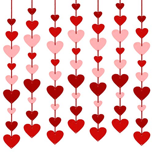 Product Cover Auihiay 75 Pieces Hearts Felt Garland - NO DIY - Heart Hanging String Garland for Valentines Day Decorations, Wedding, Anniversary, Birthday Party Supplies