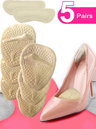 Product Cover Heel Cushion Inserts (5 Pairs: 10 Pieces) - Shoe Inserts -heel pads- Metatarsal Pads for Women- High Heel Inserts for Women -shoes too big - Ball of Foot Cushions for Pain Relief from Neuroma, Bunions