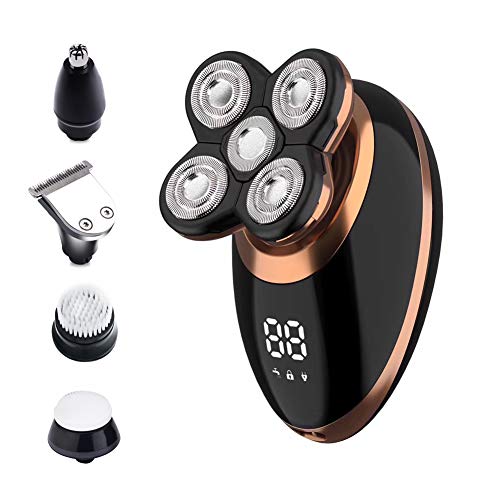 Product Cover Surker Head Shavers for Bald Men 4d Electric Razor 5 in 1 Nose Beard Trimmer Hair Clipper Shaving Kit Rotary Shaver Cordless USB Rechargeable Facial Grooming Kit Waterproof