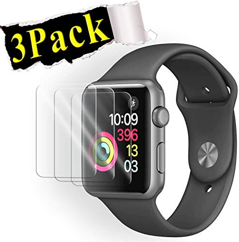 Product Cover Luminira Compatible Watch 38mm Tempered Glass Screen Protector (Series 3 2 1) [9H Hardness] [Anti-Fingerprint] [Bubble Free] [Only Covers The Flat Area] Compatible Apple 38mm [3-Pack]