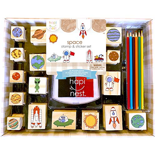 Product Cover Hapinest Space Stamp and Sticker Set for Kids Boys Arts and Crafts Kits Ages 4 5 6 7 8 9 Years Old