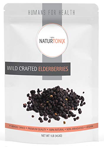Product Cover Dried Elderberries | 100% Natural European Whole Wild Crafted Elder Berry (Sambucus nigra) 1 Pound Resealable Pouch