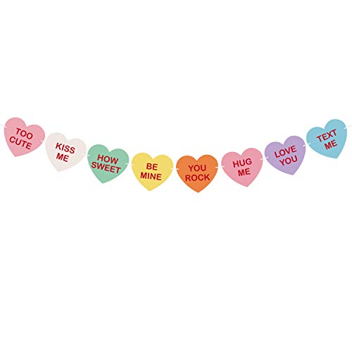 Product Cover TUPARKA Valentine Conversation Candy Hearts Banner Valentine Candy Hearts Sayings Garland for Valentine's Day Decoration Party Supplies,Pre-Strung