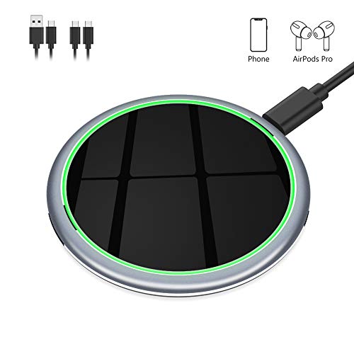 Product Cover Yootech 7.5W/10W/15W Metal Wireless Charger,15W Max Wireless Charging Pad Compatible with iPhone 11/11 Pro/11 Pro Max, LG V50/V40/G7,Galaxy S20/S10,Pixel 3/4XL, AirPods Pro (with 2 USB C Cable)