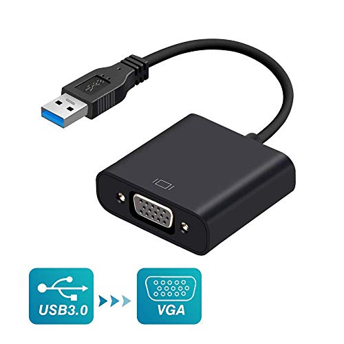 Product Cover USB to VGA Adapter,USB 2.0/3.0 to VGA Multi-Display Adapter Converter 1080P HD External Video Graphic Card for Desktop, Laptop, PC, Monitor, Projector, HDTV Compatible with Win 7/8/8.1/10