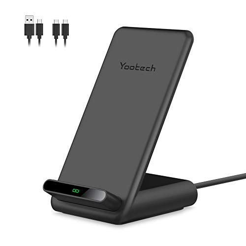 Product Cover Yootech 7.5W/10W/15W Fast Wireless Charger,7.5W Wireless Charging Stand Compatible with iPhone 11/11 Pro/11 Pro Max/XS,15W for LG V30/V35/G8,10W for Galaxy S20/S10,Pixel 3/4XL(with 2 USB C Cable)