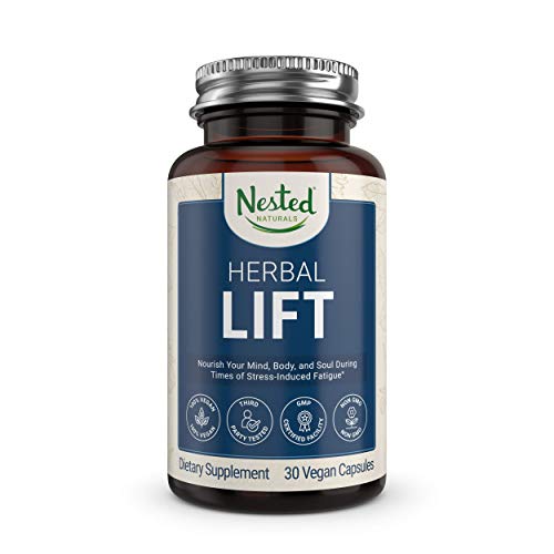 Product Cover Nested Natural Herbal Lift | Rhodiola Stress Support Supplement | 30 Vegan Capsules | Herbal Blend for Calm and Positive Mood | Balanced Cortisol + Adrenal Levels | Mind-Boosting & Energy-Enhancing