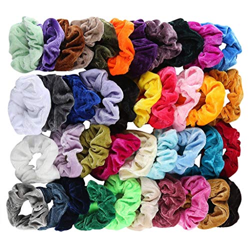 Product Cover ZQISHMAO 50pcs Women's Hair Scrunchies Chiffon Flowers Elastic Hair Bands Scrunchy Hair Ties Ropes Ponytail Holder (40 pcs, Free)