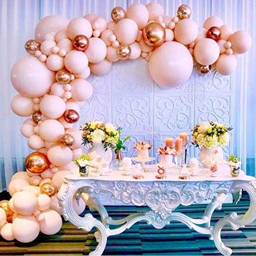 Product Cover Ivory White Blush Balloons Arch Garland Kit 80 Ivory White Latex Balloons Party Decorating kit : 16ft Balloon Strip Tape 100 Balloon Dot Glue and Curling Ribbon for Kids Adult Birthdays Weddings Receptions Bridal Showers Baby Shower Decorat