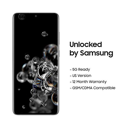 Product Cover Samsung Galaxy S20 Ultra 5G Factory Unlocked New Android Cell Phone US Version | 128GB of Storage | Fingerprint ID and Facial Recognition | Long-Lasting Battery | US Warranty |Cosmic Gray