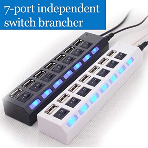 Product Cover rabate 7 Ports LED USB Adapter Hub Power on/Off Switch for PC Laptop Hubs