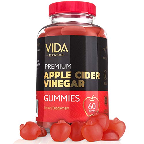 Product Cover Vida Essentials - Apple Cider Vinegar Gummy Vitamins - 60 Count - Vegan, Non-GMO, Gluten & Gelatin Free - ACV Gummies - Detox, Cleanse Support, Immunity, Weight Loss - Replace Pills, Capsules, Tablets