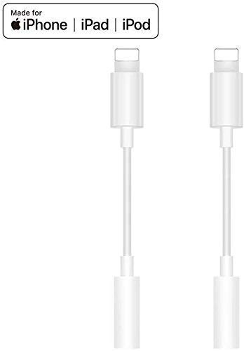 Product Cover (Apple MFi Certified) Lightning to 3.5 mm Headphone Jack Adapter, Compatible with iPhone 11/iPhone X/8 Plus/iPhone 7/7 Plus/iPad, Earbuds Jack Adapter Aux Cable Earphones, (2 Pack) Support iOS 13