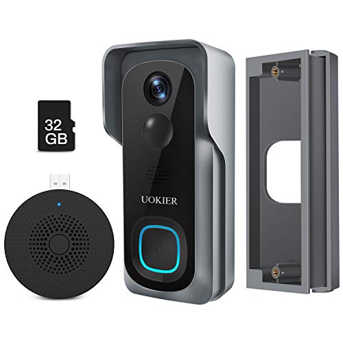 Product Cover WiFi Video Doorbell Camera with Orienting Base, Wireless Security Doorbell, 32GB Pre-Installed, Motion Detection, 1080P Wide Angle, Night Vision, Waterproof, 2-Way Audio, Cloud Storage (Optional)